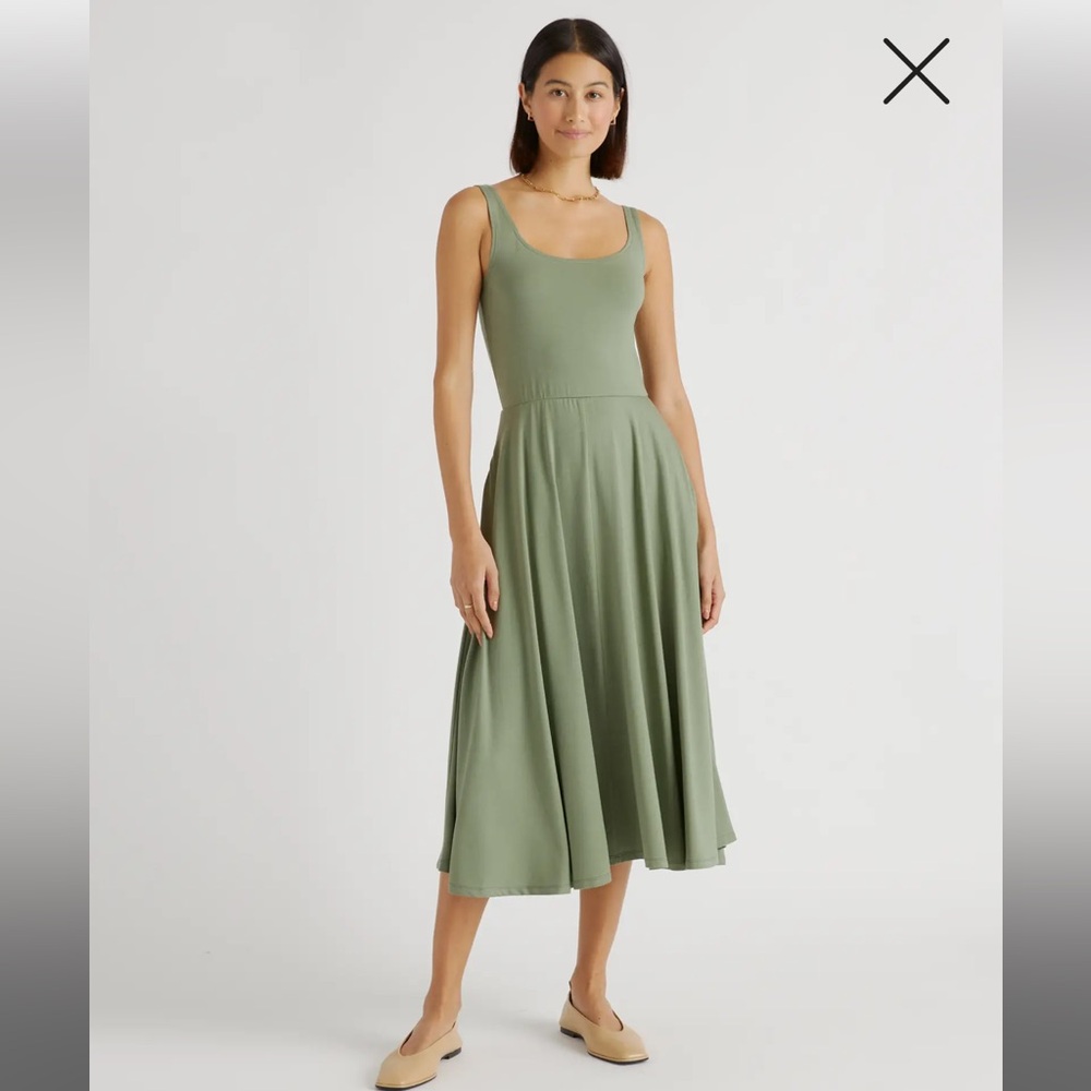 Quince Tencel Jersey Fit & Flare Dress size small in color sage